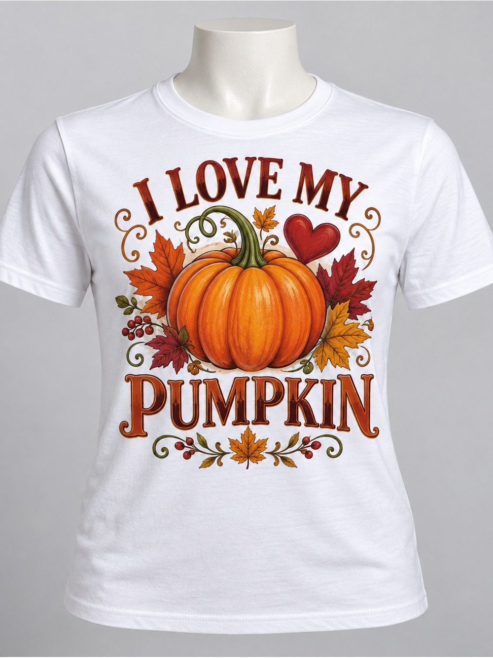 I Love My Pumpkin Graphic Kids Tee - White